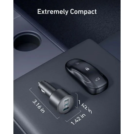 Anker Car Charger (167.5W, 3 Ports) with Cable Bundle - Gray